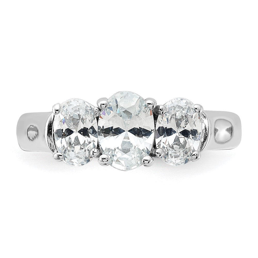 Sterlingsilber Rhodiniert 3 Stein Zirkonia Ring