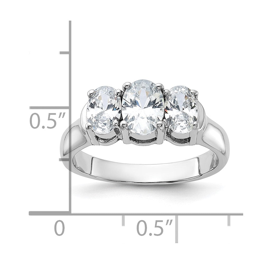 Sterlingsilber Rhodiniert 3 Stein Zirkonia Ring
