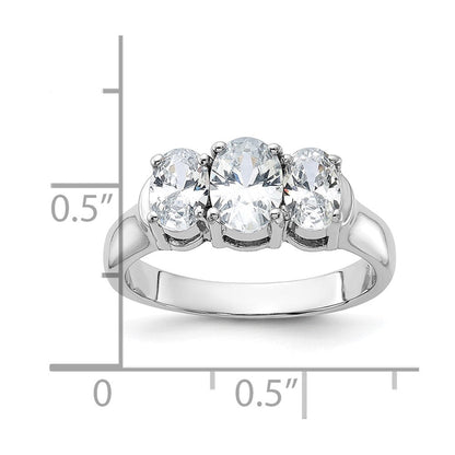 Sterlingsilber Rhodiniert 3 Stein Zirkonia Ring