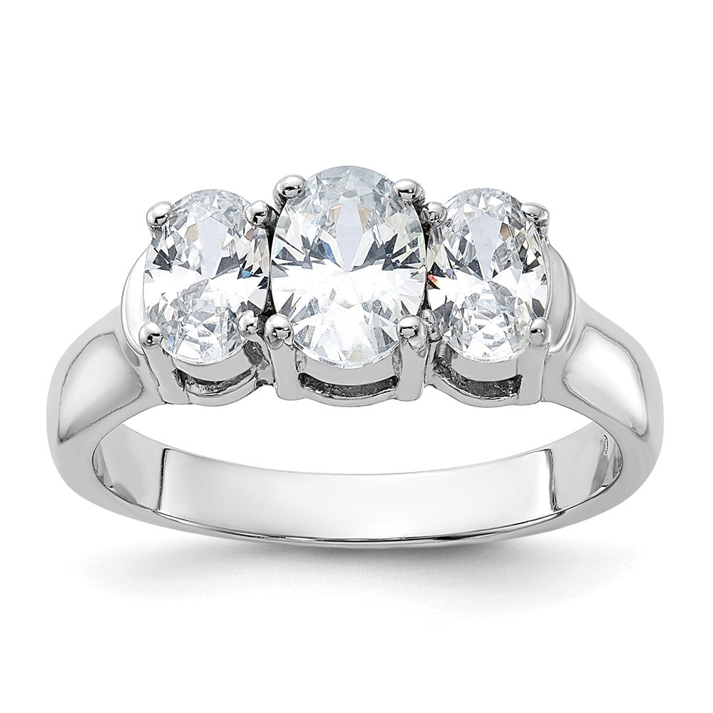 Sterlingsilber Rhodiniert 3 Stein Zirkonia Ring
