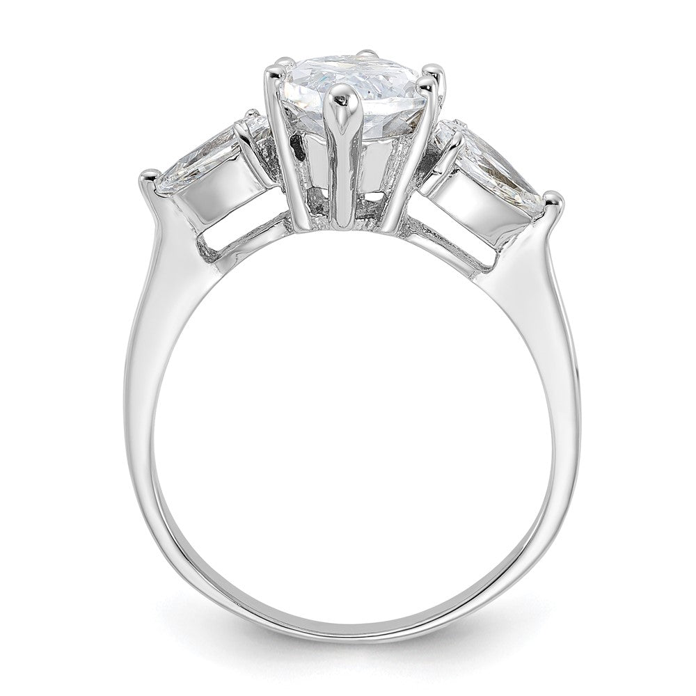Sterlingsilber Rhodiniert Marquise Mittig Zirkonia Ring (size 8 Nur)