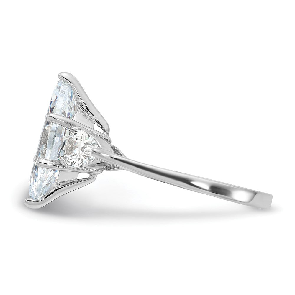Sterlingsilber Rhodiniert Marquise Mittig Zirkonia Ring (size 8 Nur)