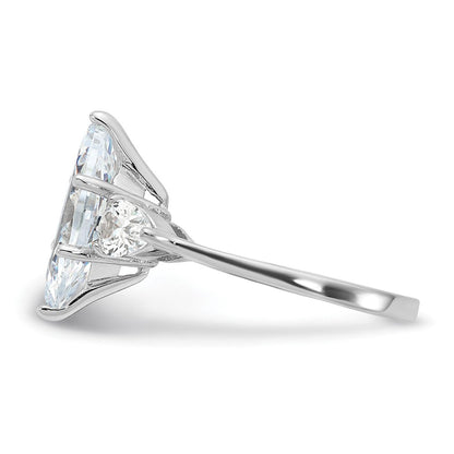 Sterlingsilber Rhodiniert Marquise Mittig Zirkonia Ring (size 8 Nur)