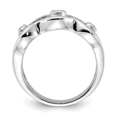 Sterlingsilber Poliert Gewellt Zirkonia Ring