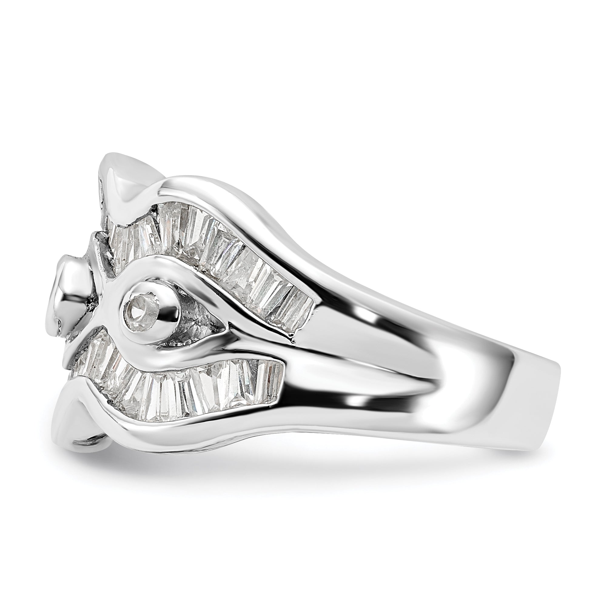 Sterlingsilber Poliert Gewellt Zirkonia Ring