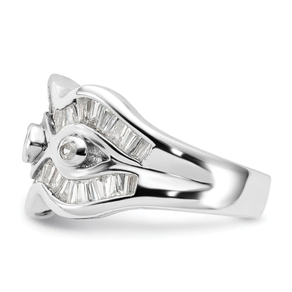 Sterlingsilber Poliert Gewellt Zirkonia Ring