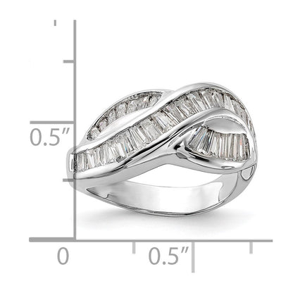Sterlingsilber Poliert Zirkonia Ring (size 6 Nur)