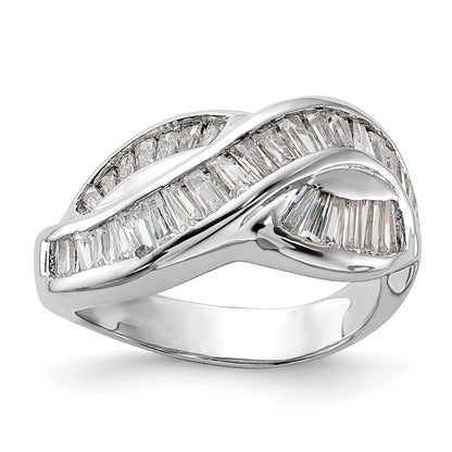 Sterlingsilber Poliert Zirkonia Ring (size 6 Nur)