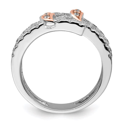 Sterlingsilber & Rosa Vermeil Poliert Zirkonia Ring (size 6 Nur)