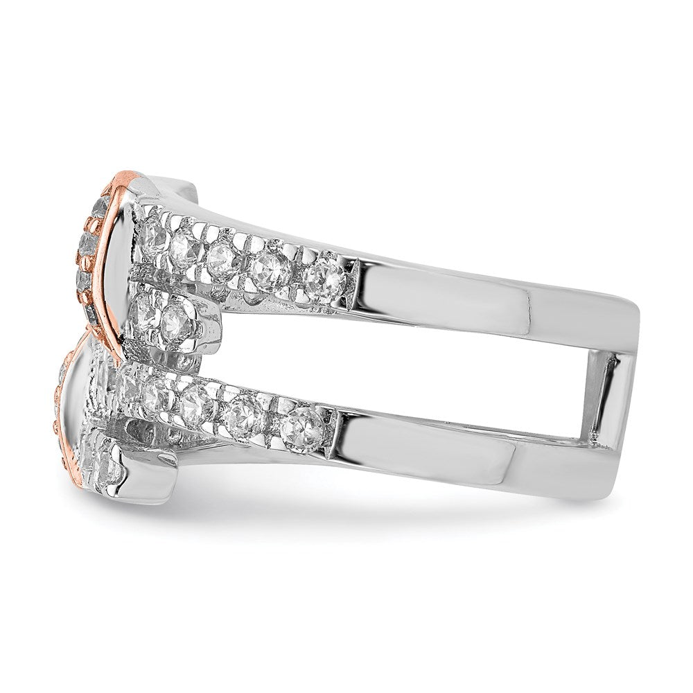 Sterlingsilber & Rosa Vermeil Poliert Zirkonia Ring (size 6 Nur)