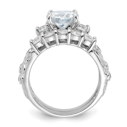Sterlingsilber Rhodiniert 2 Stück Zirkonia Hochzeit Ring