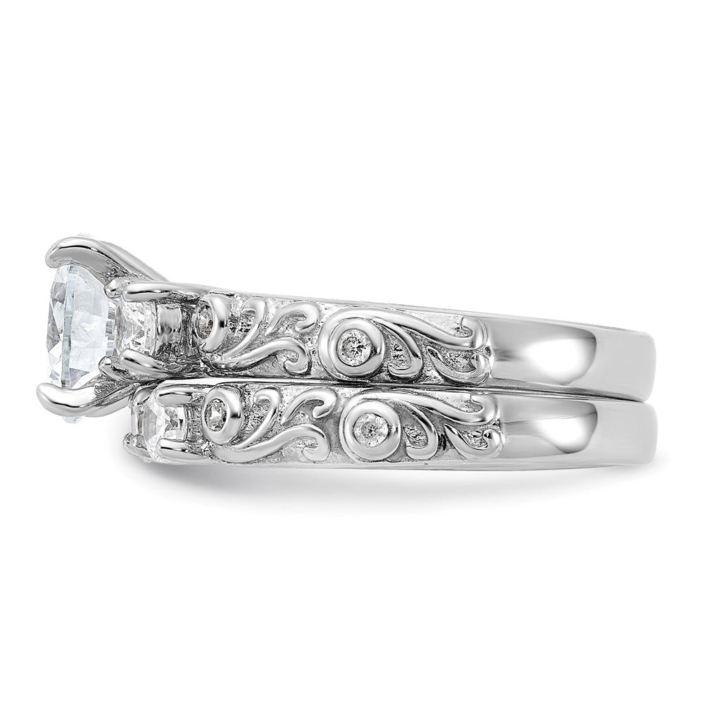 Sterlingsilber Rhodiniert 2 Stück Zirkonia Hochzeit Ring