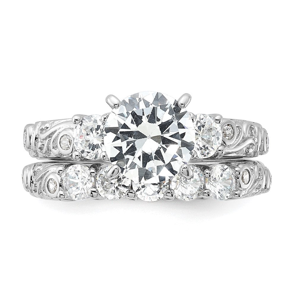 Sterlingsilber Rhodiniert 2 Stück Zirkonia Hochzeit Ring