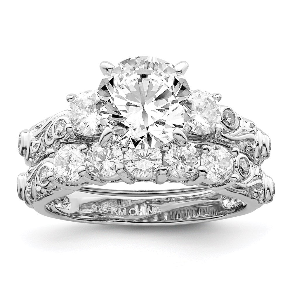 Sterlingsilber Rhodiniert 2 Stück Zirkonia Hochzeit Ring