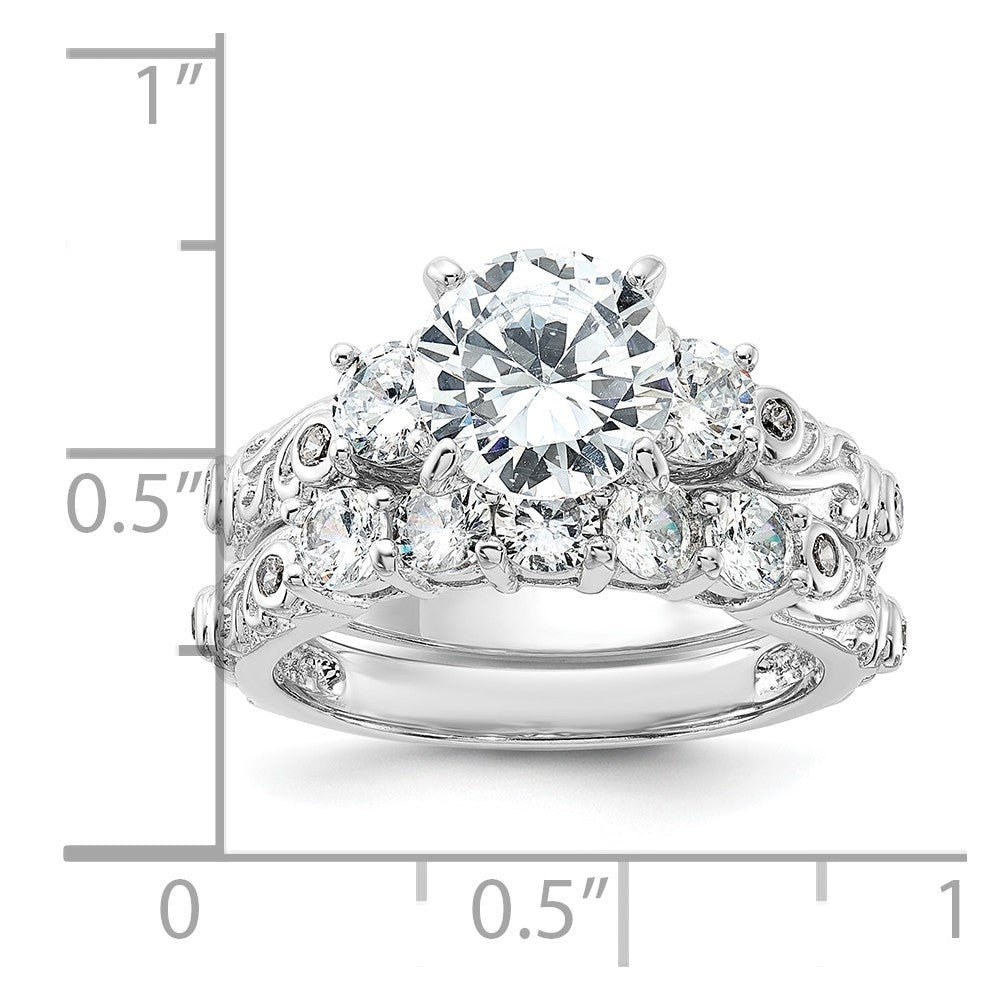 Sterlingsilber Rhodiniert 2 Stück Zirkonia Hochzeit Ring