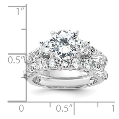 Sterlingsilber Rhodiniert 2 Stück Zirkonia Hochzeit Ring