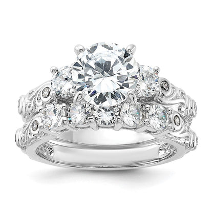 Sterlingsilber Rhodiniert 2 Stück Zirkonia Hochzeit Ring