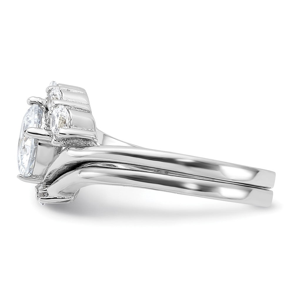 Sterlingsilber Rhodiniert 2 Stück Zirkonia Hochzeit Ring Set