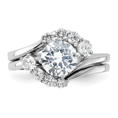 Sterlingsilber Rhodiniert 2 Stück Zirkonia Hochzeit Ring Set