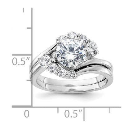 Sterlingsilber Rhodiniert 2 Stück Zirkonia Hochzeit Ring Set