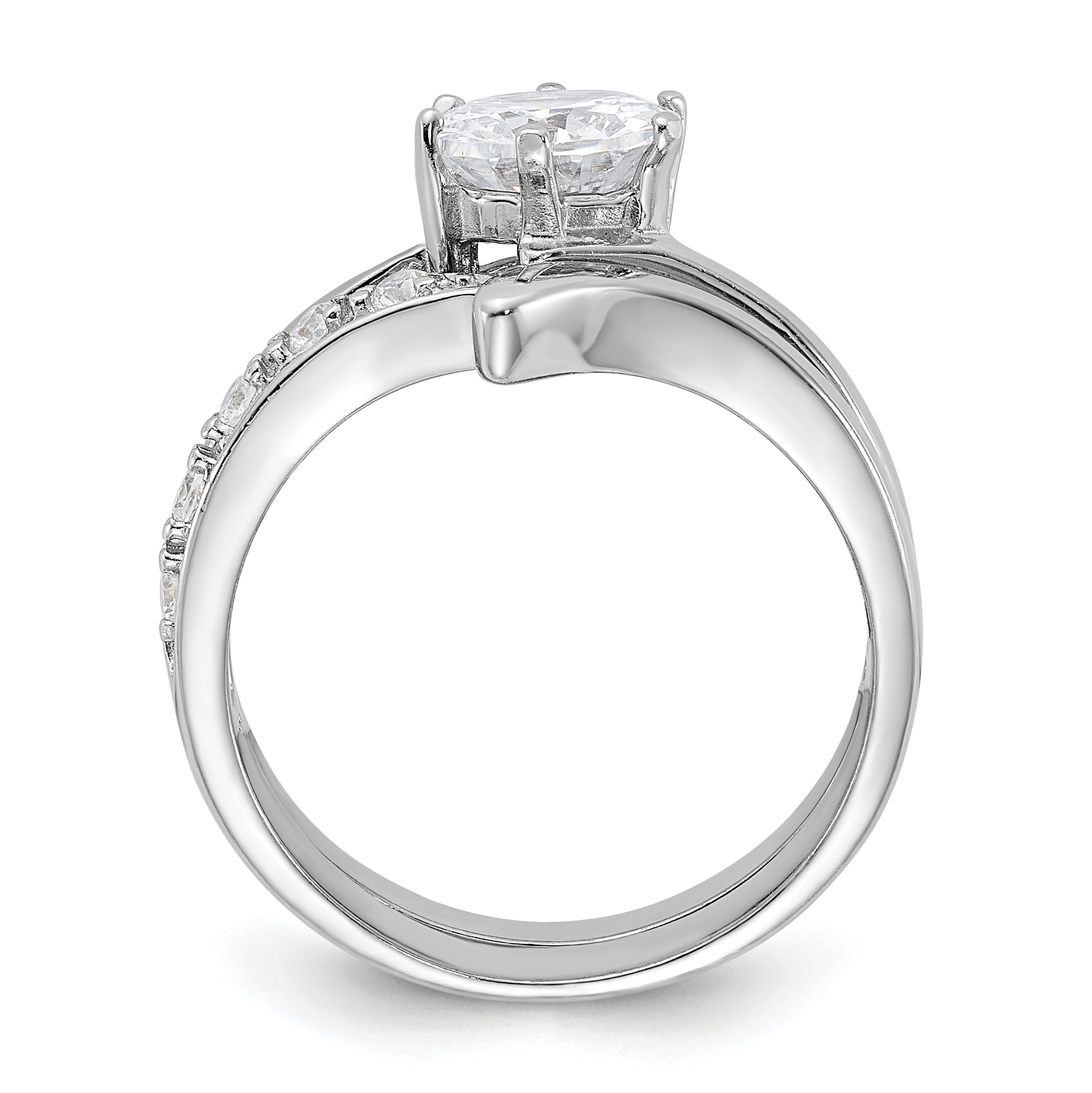 Sterlingsilber Rhodiniert 2 Stück Zirkonia Hochzeit Ring Set