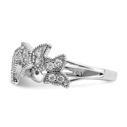 Sterlingsilber Rhodiniert Schmetterling Zirkonia Ring