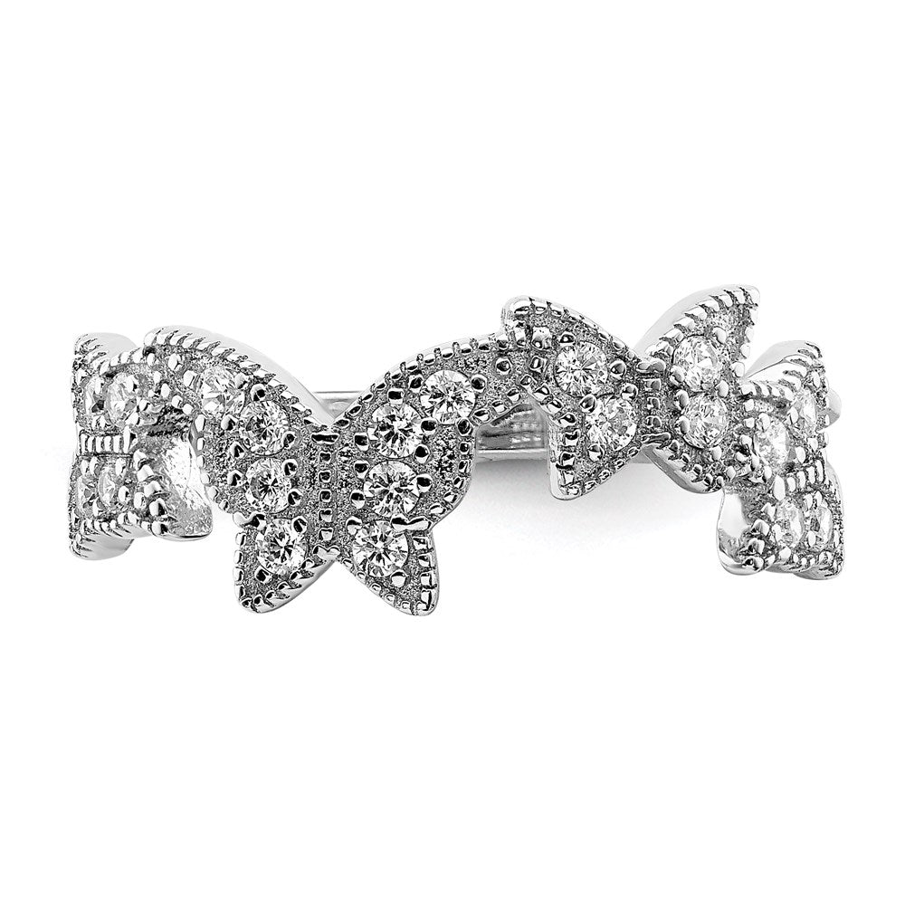 Sterlingsilber Rhodiniert Schmetterling Zirkonia Ring