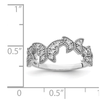 Sterlingsilber Rhodiniert Schmetterling Zirkonia Ring