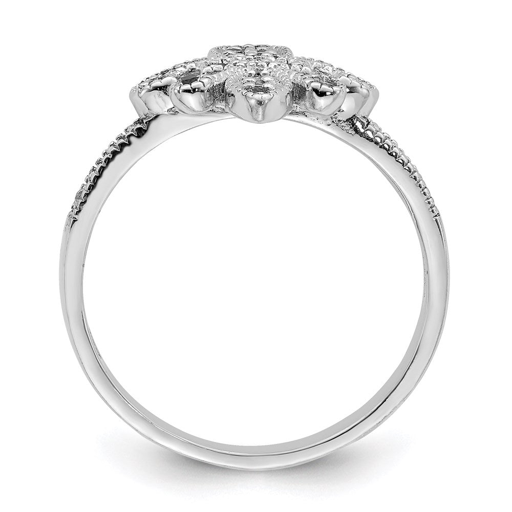 Sterlingsilber Rhodiniert Zirkonia Fleur De Lis Ring