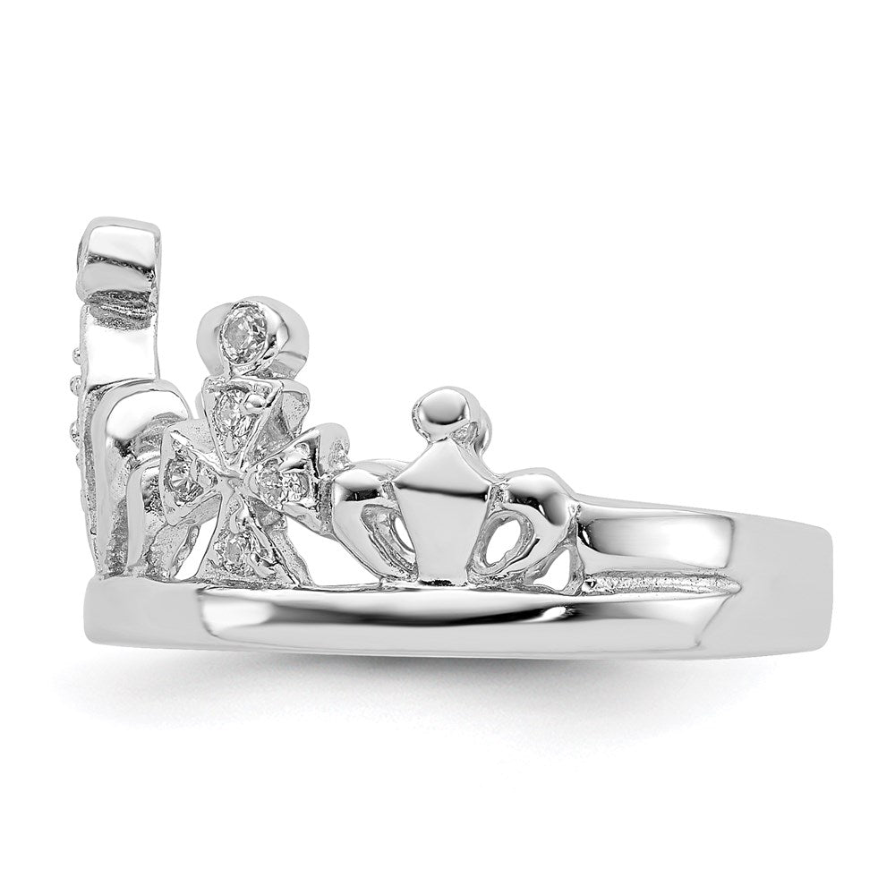 Sterlingsilber Rhodiniert Zirkonia Krone Ring