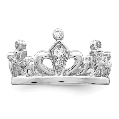 Sterlingsilber Rhodiniert Zirkonia Krone Ring
