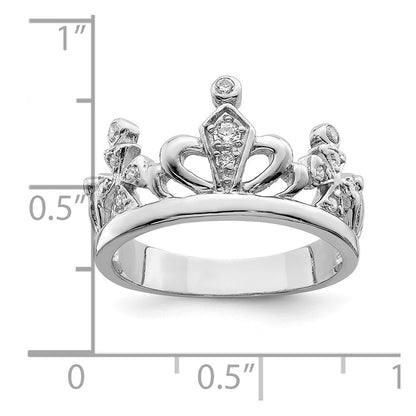 Sterlingsilber Rhodiniert Zirkonia Krone Ring