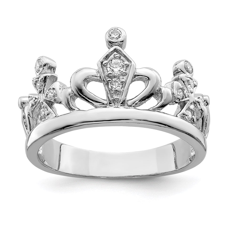 Sterlingsilber Rhodiniert Zirkonia Krone Ring