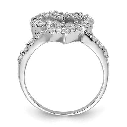 Sterlingsilber Poliert Zirkonia Offen Herz Ring (size 6 Nur)