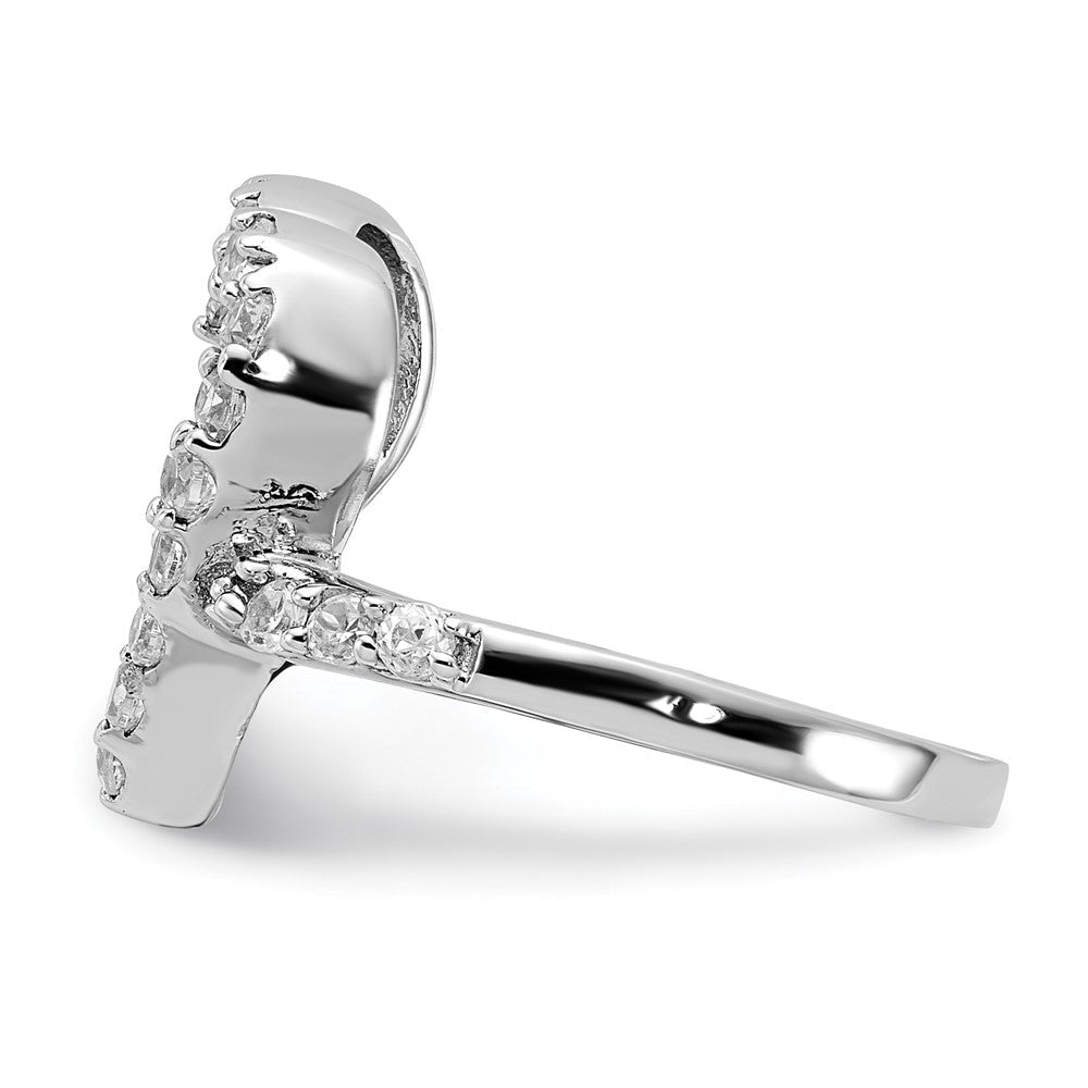 Sterlingsilber Poliert Zirkonia Offen Herz Ring (size 6 Nur)