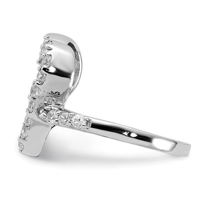 Sterlingsilber Poliert Zirkonia Offen Herz Ring (size 6 Nur)