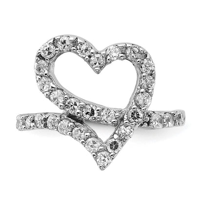 Sterlingsilber Poliert Zirkonia Offen Herz Ring (size 6 Nur)