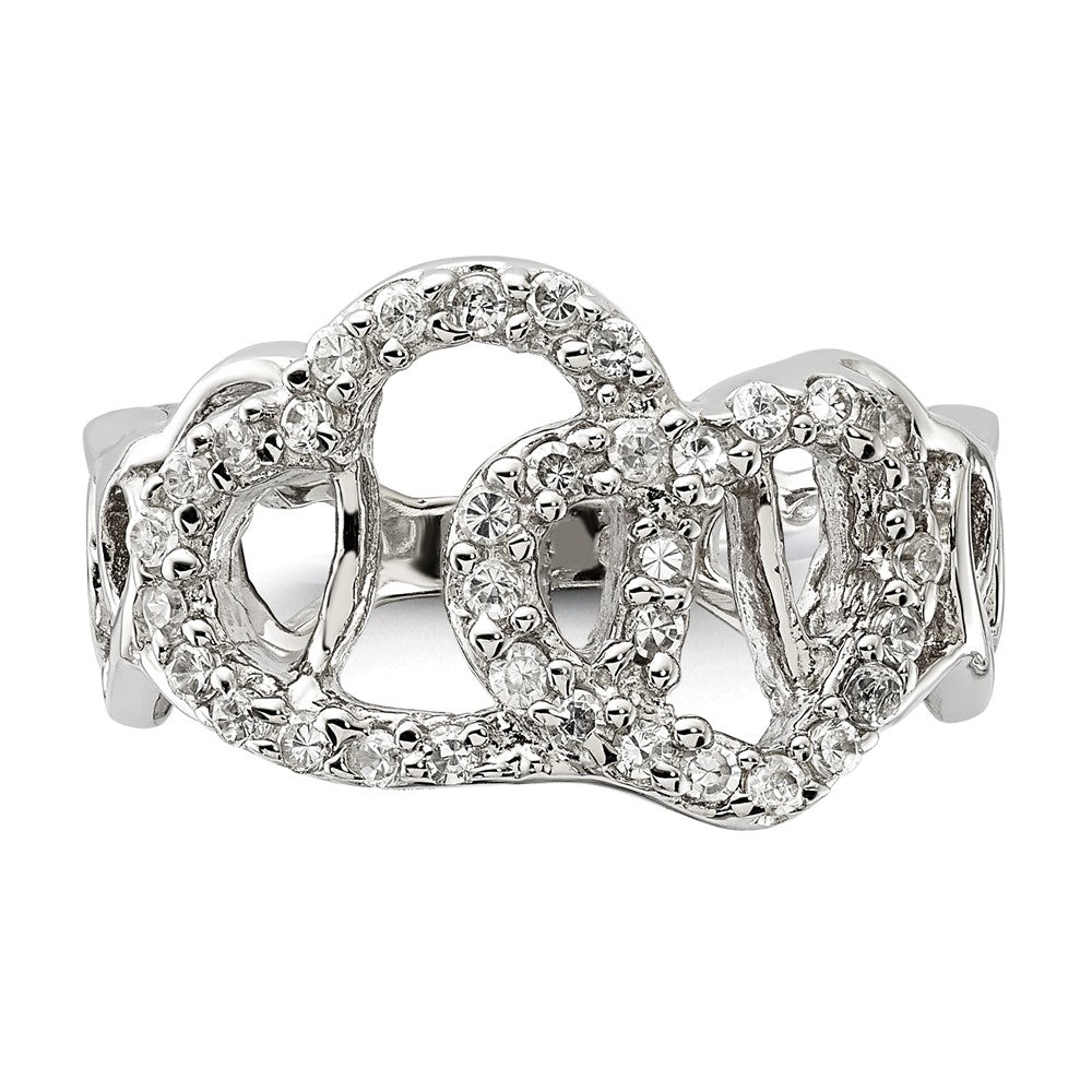 Sterlingsilber Poliert Zirkonia Herz Ring