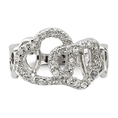 Sterlingsilber Poliert Zirkonia Herz Ring