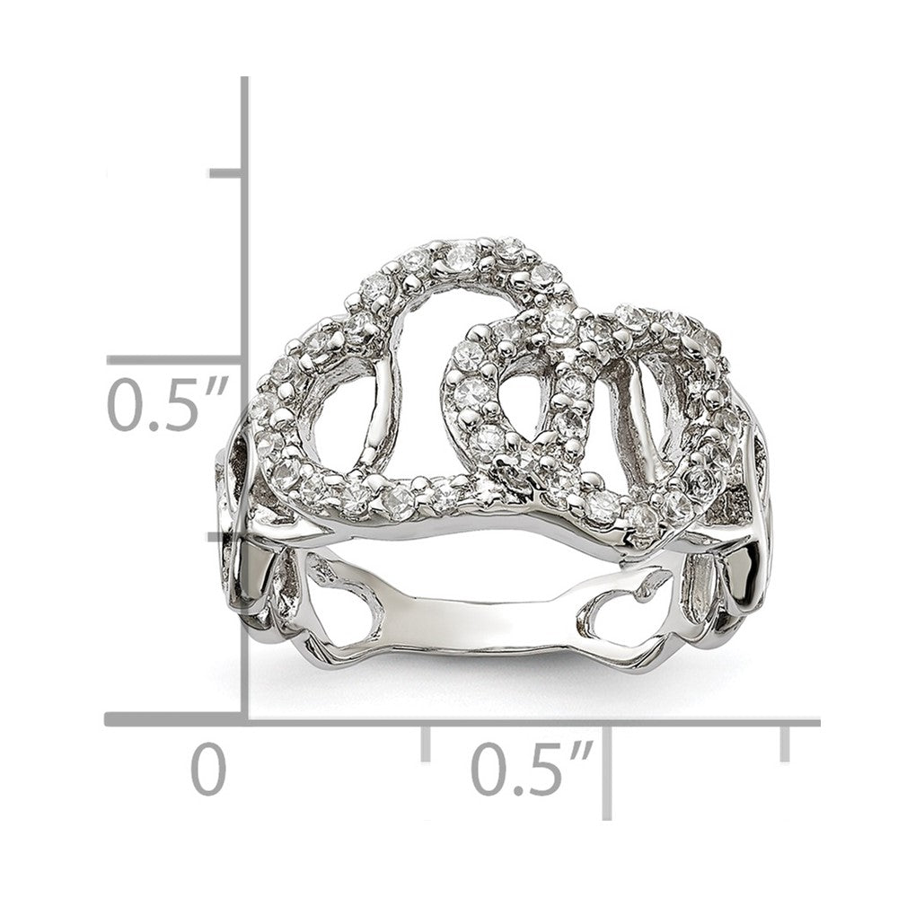 Sterlingsilber Poliert Zirkonia Herz Ring