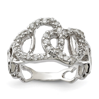 Sterlingsilber Poliert Zirkonia Herz Ring