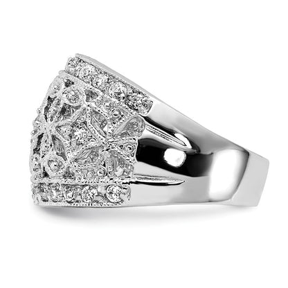 Sterlingsilber Poliert Fantasie Zirkonia Ring (size 7 Nur)