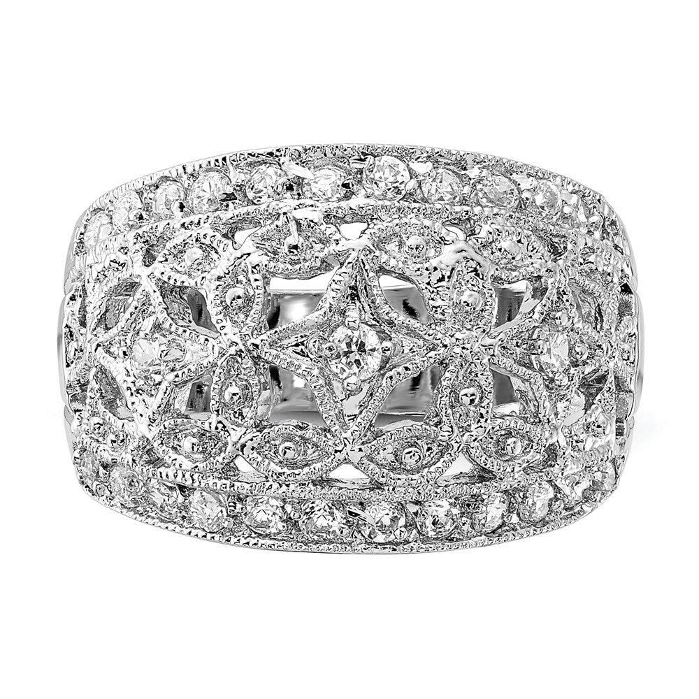 Sterlingsilber Poliert Fantasie Zirkonia Ring (size 7 Nur)