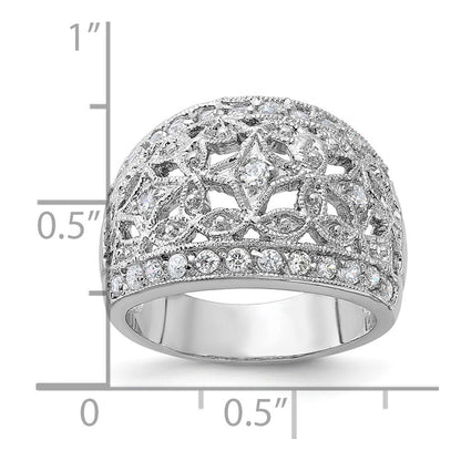Sterlingsilber Poliert Fantasie Zirkonia Ring (size 7 Nur)