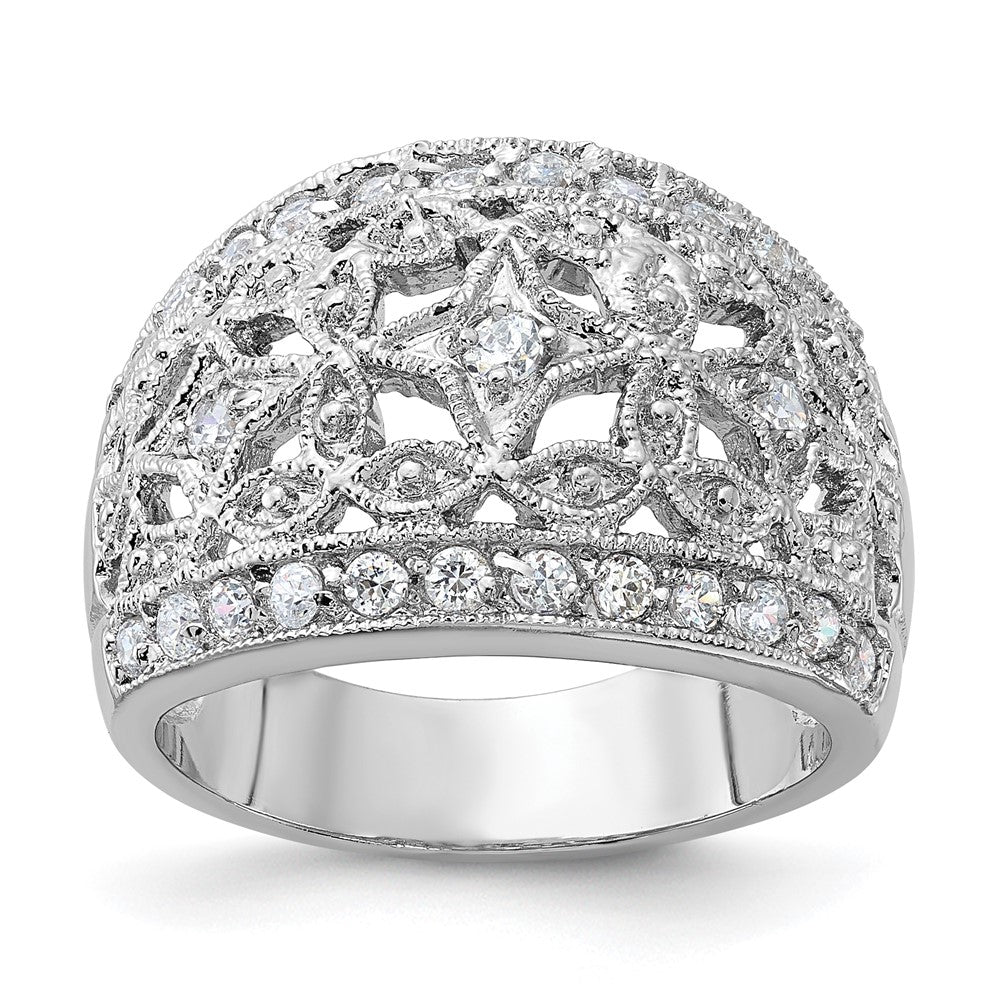Sterlingsilber Poliert Fantasie Zirkonia Ring (size 7 Nur)
