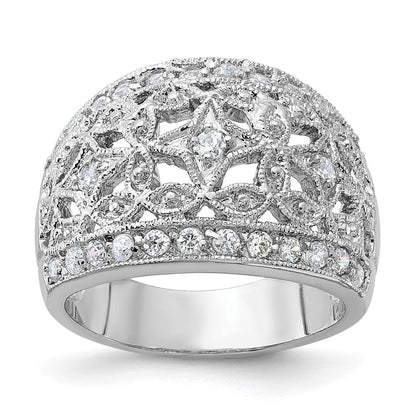 Sterlingsilber Poliert Fantasie Zirkonia Ring (size 7 Nur)