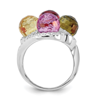 Sterlingsilber Poliert Mehrfarbig Zirkonia Ring