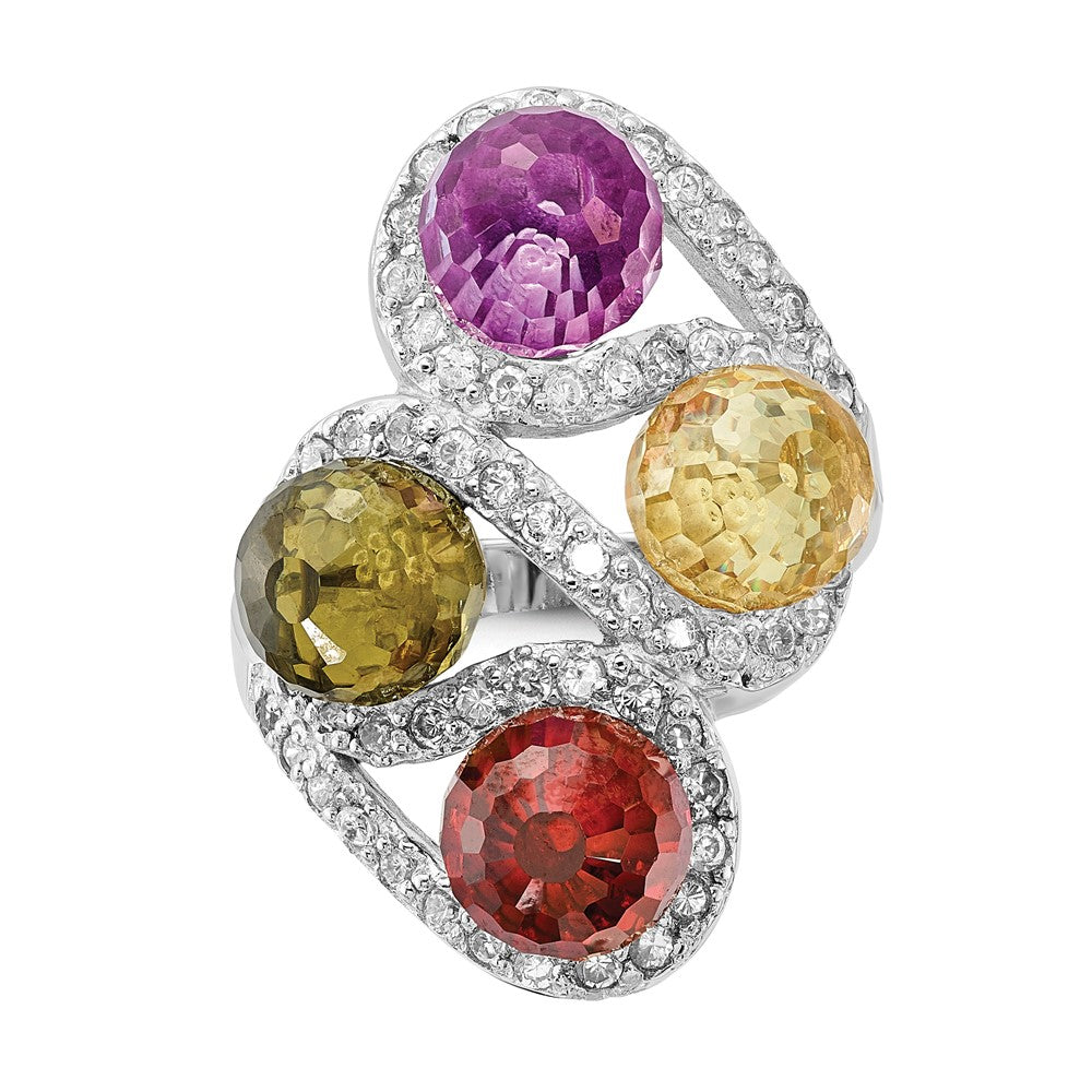 Sterlingsilber Poliert Mehrfarbig Zirkonia Ring