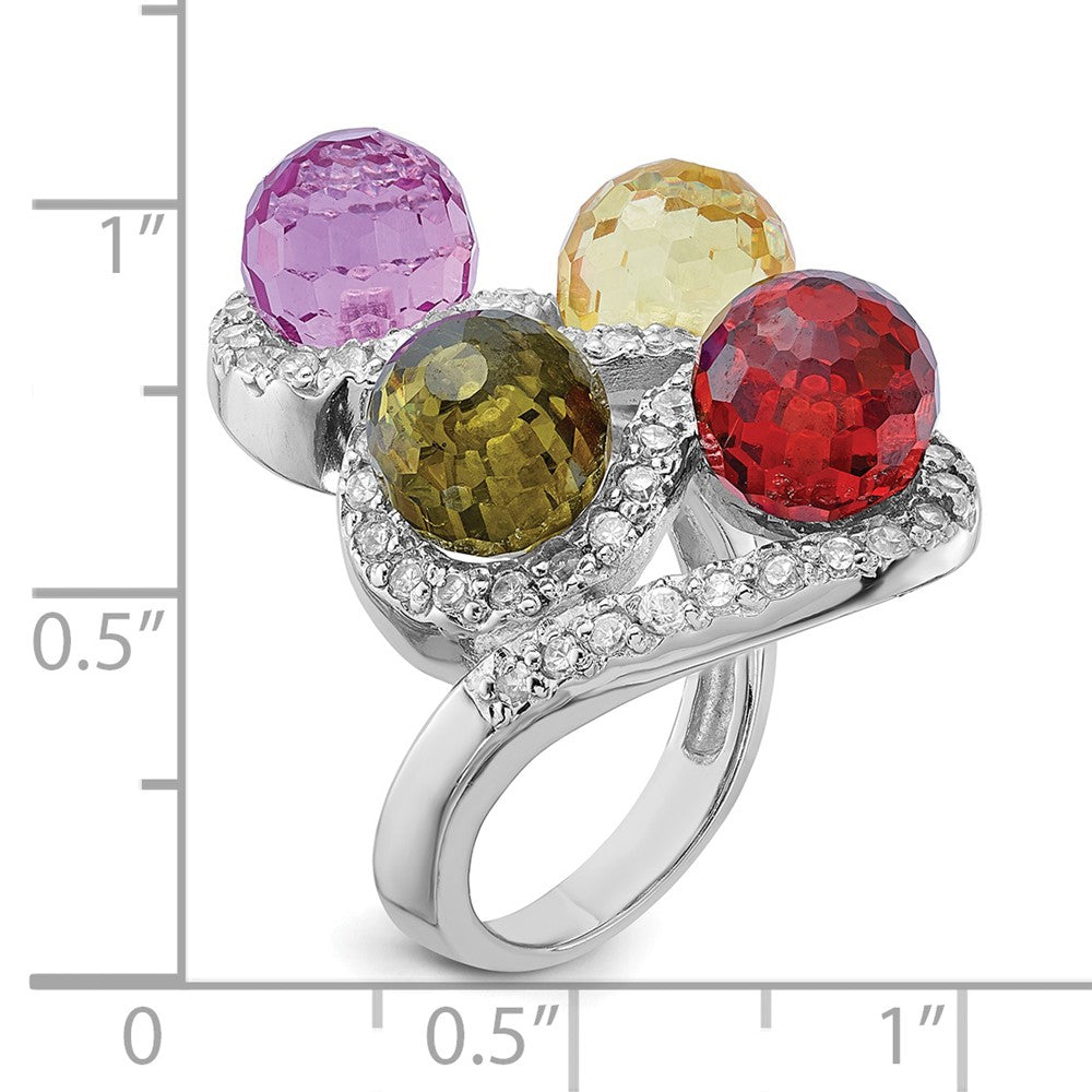 Sterlingsilber Poliert Mehrfarbig Zirkonia Ring