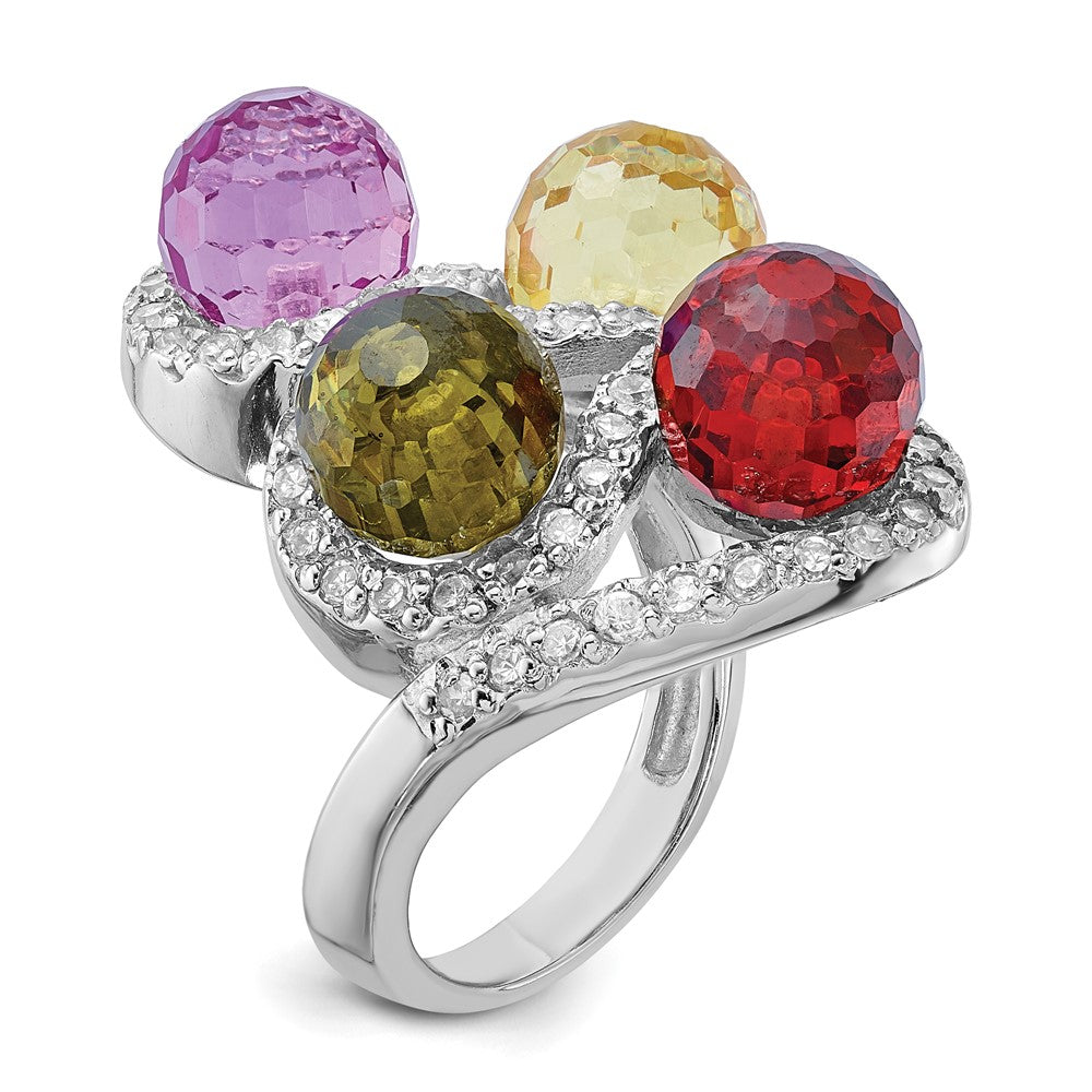 Sterlingsilber Poliert Mehrfarbig Zirkonia Ring